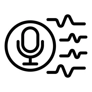 Microphone waves icon, outline style イラスト素材