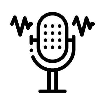 Microphone Waves Icon Vector Outline Illustration Stock Illustration