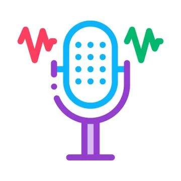 Microphone Waves Icon Vector Outline Illustration Stock Illustration