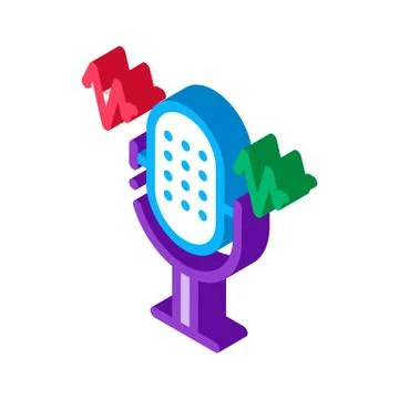 Microphone Waves isometric icon vector illustration 스톡 일러스트