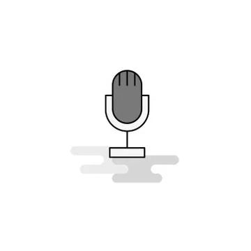 Microphone Web Icon. Flat Line Filled Gray Icon Vector Stock Illustration