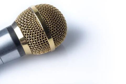 Microphone on a white background close-up. Stock Photos