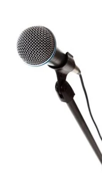 Microphone on white with copy space Stock Photos