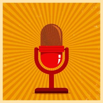 Microphone on yellow retro background Stock Illustration