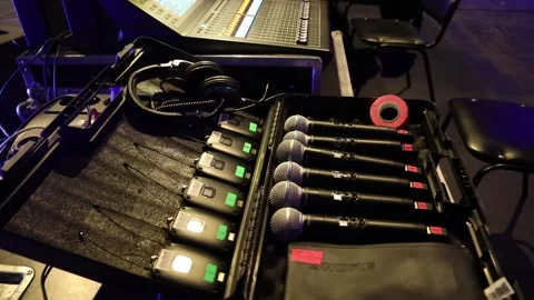 Microphones in the box 스톡 동영상 169692585