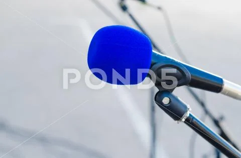 Microphones with colored nozzles for a concert or performance Stock Photos