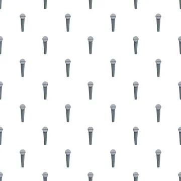 Microphones creating a seamless pattern on white background Stock Illustration