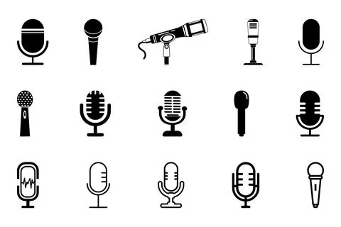 Microphones design collection. Set of microphone icons. microphone logo des.. Stock Illustration