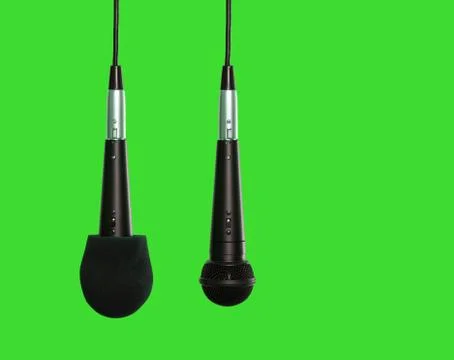 Microphones hanging side by side Stock Photos