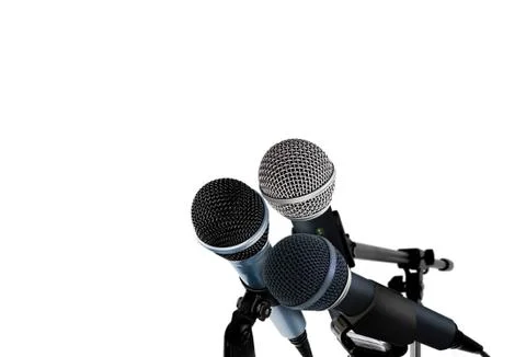 Microphones on white Stock Photos