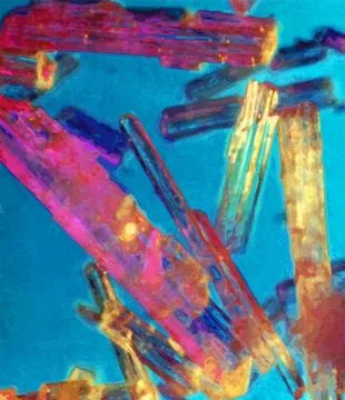 Microphoto microcrystals in polarized light, microscope artwork, Foto stock
