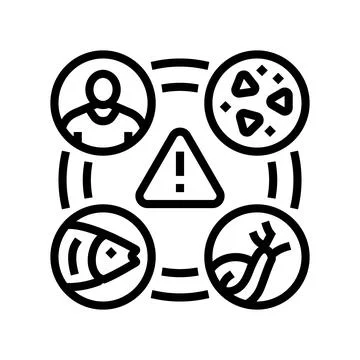 Microplastic contamination food chain line icon vector illustration Ilustración de archivo