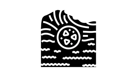 Microplastic particles floating on water surface glyph icon animation Stock Footage 326140194