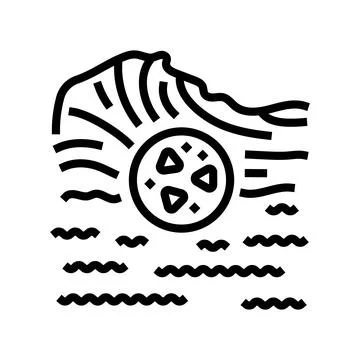 Microplastic particles floating on water surface line icon vector illustratio Stock Illustration