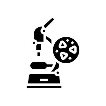 Microplastic particles under microscope glyph icon vector illustration Illustrazione stock