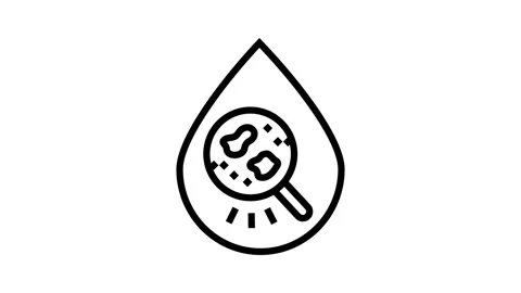 Microplastic particles water drop line icon animation Stock Footage 326121927
