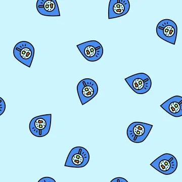 Microplastic particles water drop vector seamless pattern Illustrazione stock