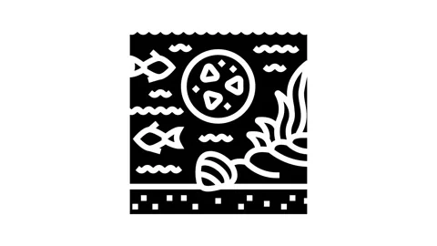 Microplastic pollution wildlife glyph icon animation Stock Footage 326140170