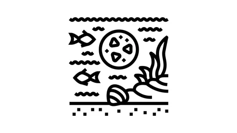 Microplastic pollution wildlife line icon animation Stock Footage 326121794