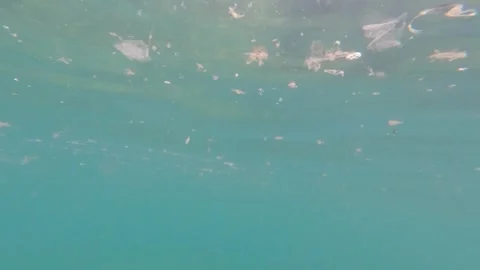 Microplastics and plastic waste in the sea and ocean Stock Footage 312169836