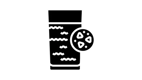 Microplastics drinking water glyph icon animation Stock Footage 326140196
