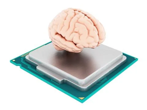 Microprocessor and human brain. 3D illustration Microprocessor and human b... 스톡 사진