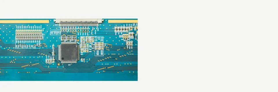 Microprocessor and microchips, background of electrical parts Stockfoto's