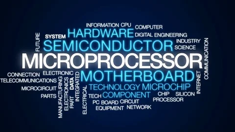 Microprocessor animated word cloud, text design animation. Video stock 78551622
