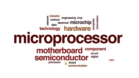 Microprocessor animated word cloud, text design animation. Video stock 79276657