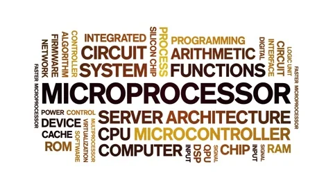 Microprocessor animated word cloud,animation kinetic typography seamless loop. 스톡 동영상 325636091