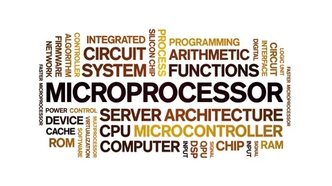 Microprocessor animated word cloud,animation kinetic typography seamless loop. Stock-Footage 325636095