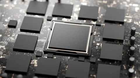 Microprocessor for artificial intelligence. Robotics. Autonomous artificial Stock Footage 311935262