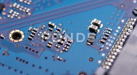 Microprocessor on blue circuit board Stock Photos