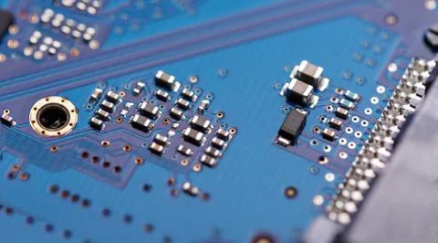 Microprocessor on blue circuit board Stock Photos