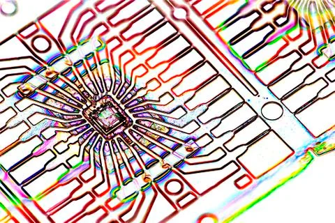 Microprocessor chip, artwork Stock Illustration