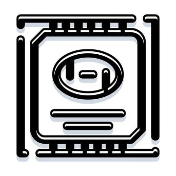 Microprocessor chip component processing digital information icon Stock Illustration