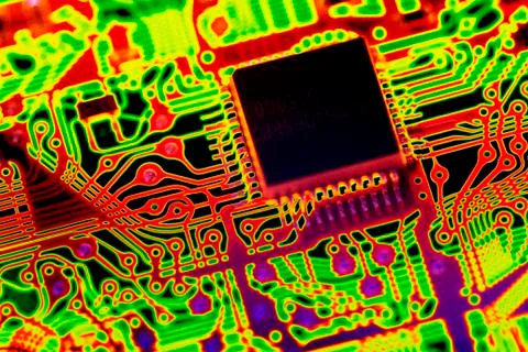Microprocessor chip, computer artwork イラスト素材