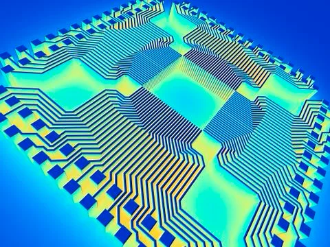 Microprocessor chip, computer artwork Stock-Illustration
