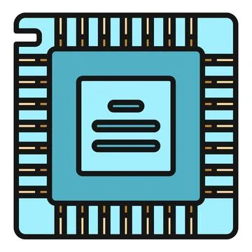 Microprocessor chip computing hardware technology icon 스톡 일러스트