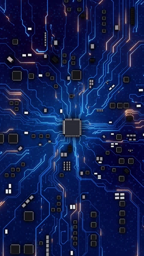 Microprocessor Chip Connecting AI artificial intelligence brain processor Mother Stock Footage 341895451