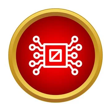 Microprocessor chip icon representing computing technology Stock Illustration