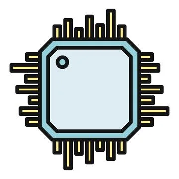 Microprocessor chip icon representing computing technology イラスト素材