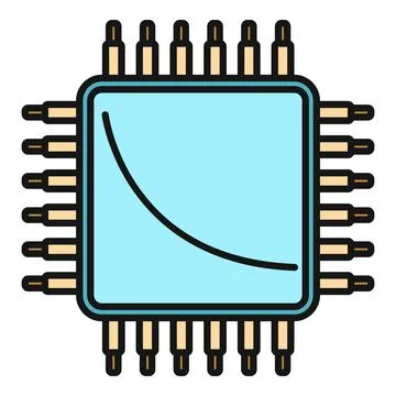 Microprocessor chip icon representing computing technology Stock Illustration