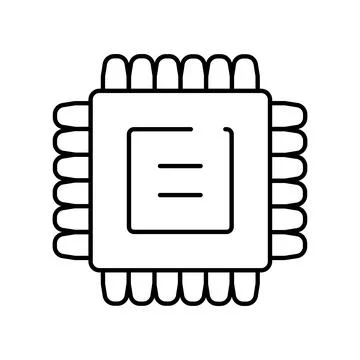 Microprocessor chip line art vector icon illustration 스톡 일러스트
