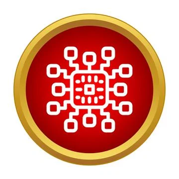 Microprocessor chip representing abstract digital technology icon Stock Illustration