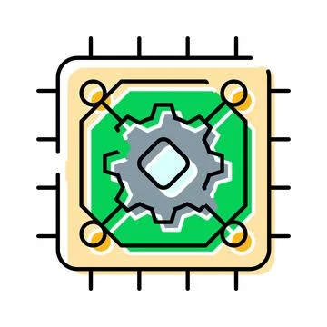 Microprocessor chip representing engineering and automation technology Stock Illustration