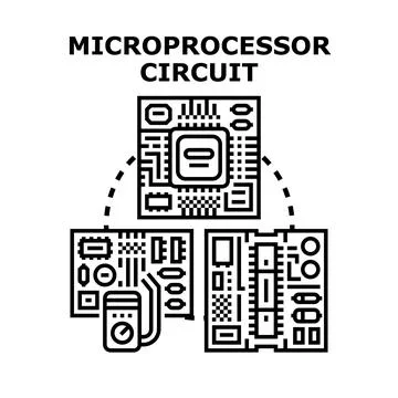 Microprocessor circuit board engineering and development concept Stock Illustration