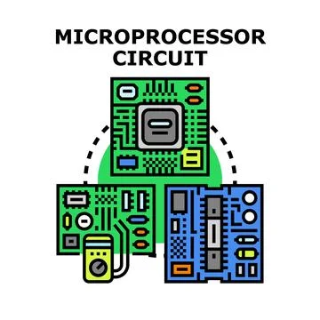 Microprocessor circuit board engineering and development concept Stock Illustration