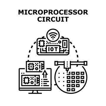 Microprocessor circuit development manufacturing and internet of things 스톡 일러스트