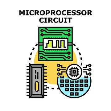 Microprocessor circuit technology icon concept Stock Illustration